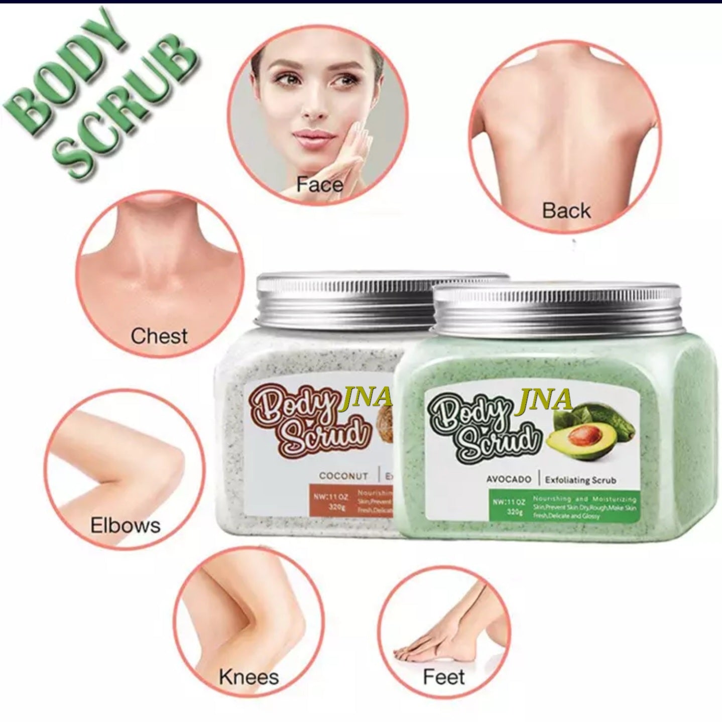 JNA body scrub avocado & coconut sets.