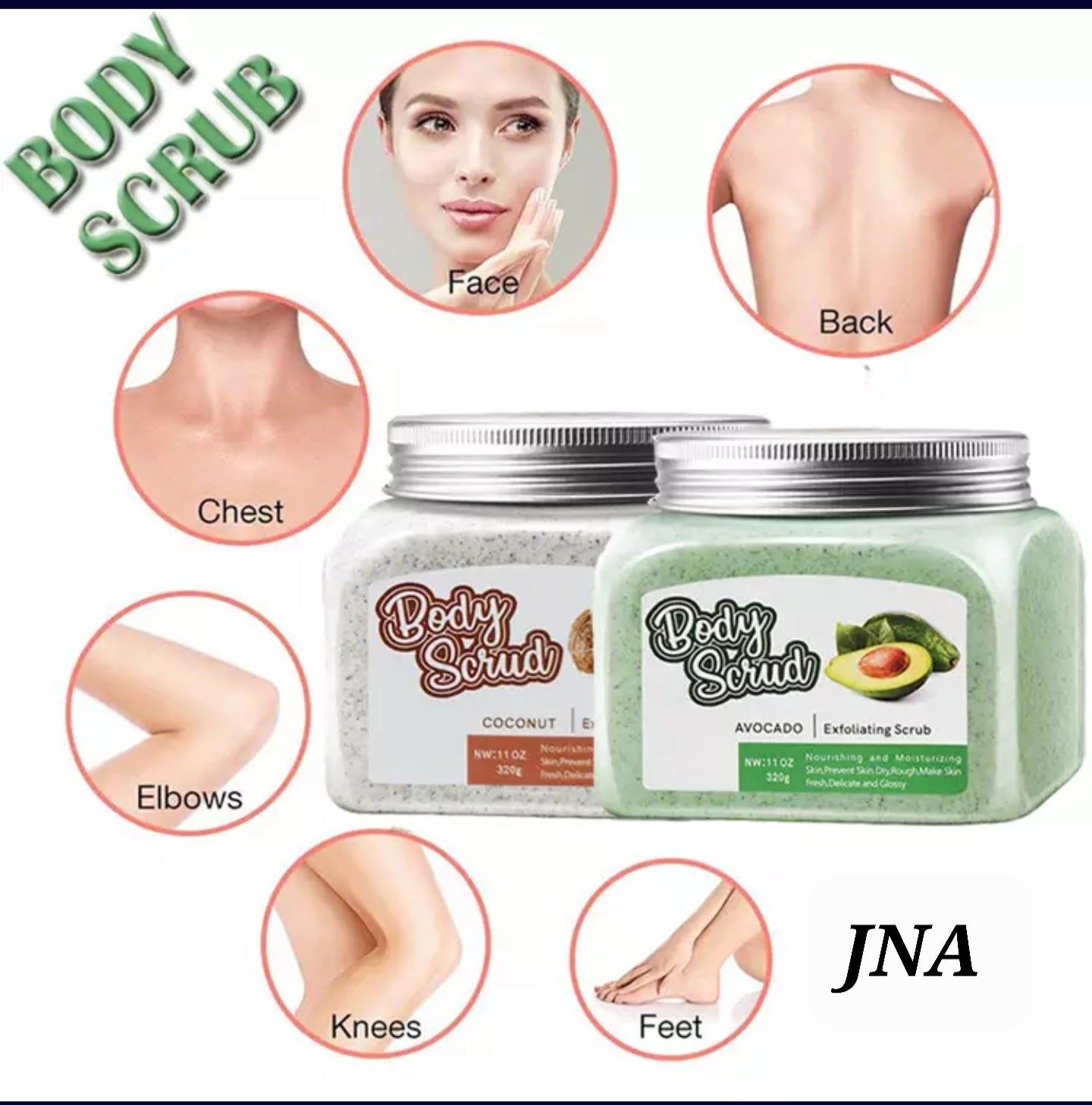 JNA body scrub avocado & coconut sets.